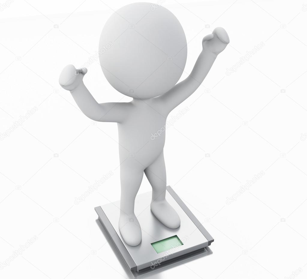 3d white people with ideal weight and scale.