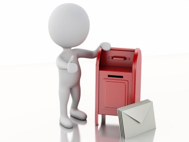 posta kutusu ve harfler yığını ile 3D beyaz insanlar.