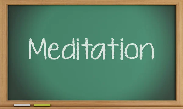 Meditation på blackboard bakgrund. — Stockfoto