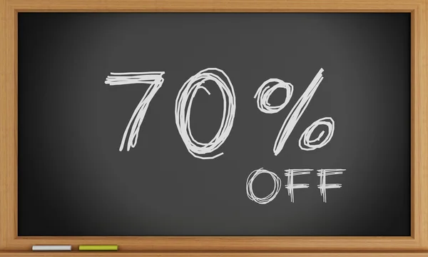 70 percent off written on blackboard. — Stock Photo, Image