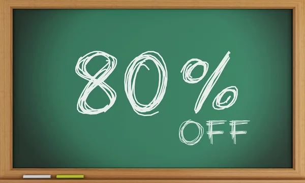 80 percent off written on blackboard. — Stock Photo, Image