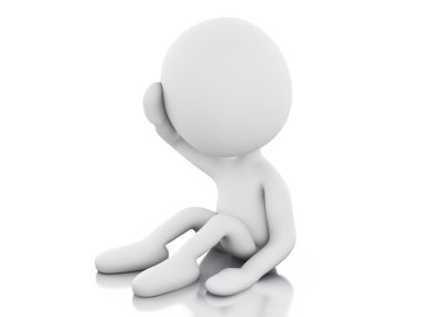 3D beyaz insanların yardıma ihtiyacı