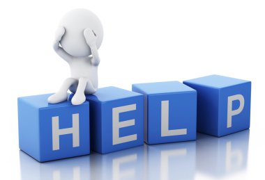 3D beyaz insanlar üzgün