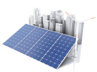 alternatif enerji ile 3D Şehir.