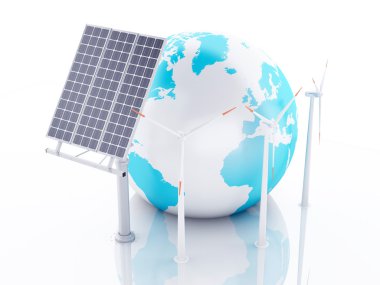 3D dünya küre. Eko enerji kavramı
