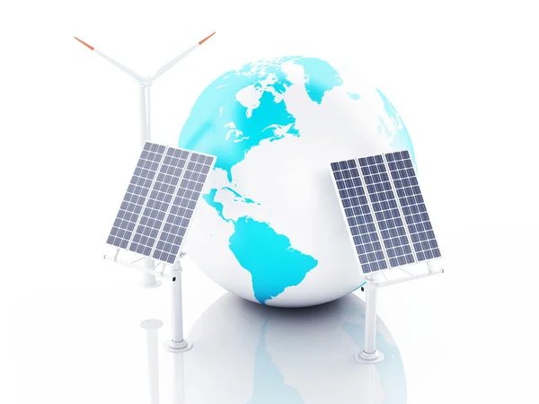Globo de tierra 3d. concepto de energía ecológica —  Fotos de Stock