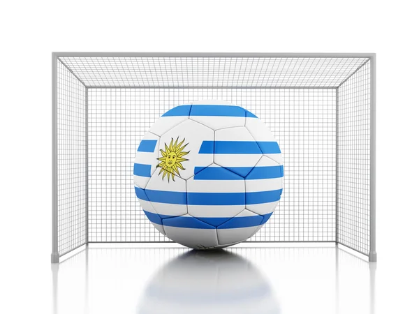 Pelota de fútbol 3d con bandera de uruguay —  Fotos de Stock