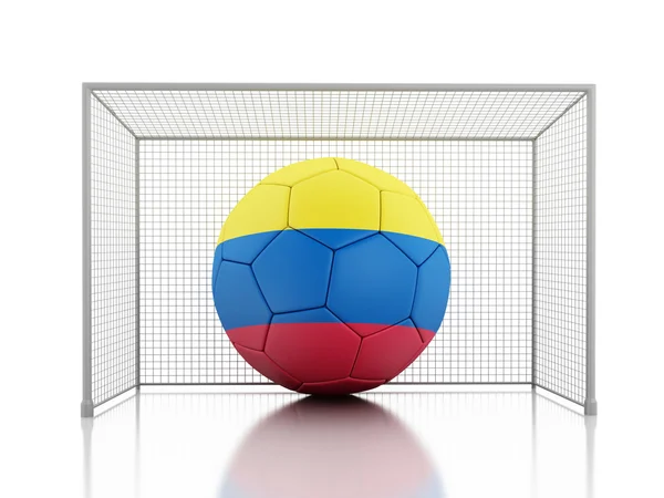 Pallone da calcio 3d con bandiera colombia — Foto Stock