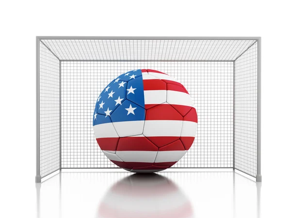 3-й футбольный мяч с флагом США — стоковое фото