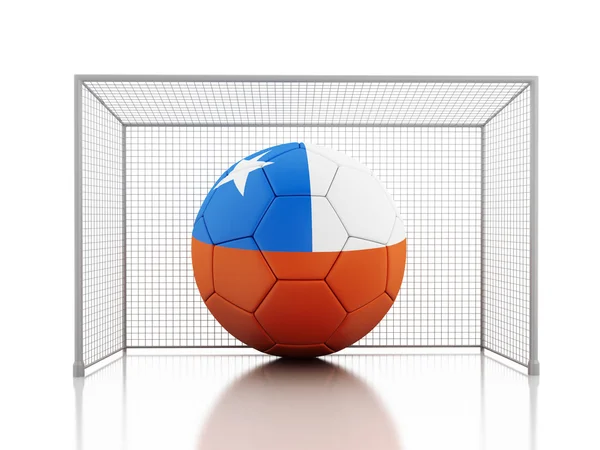 Balón de fútbol 3d con bandera de Chile —  Fotos de Stock