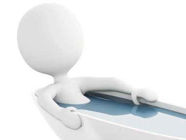 3D beyaz kişi bir banyosunda rahatlatıcı
