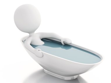 3D beyaz kişi bir banyosunda rahatlatıcı