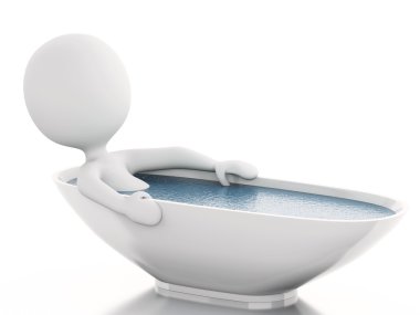3D beyaz kişi bir banyosunda rahatlatıcı