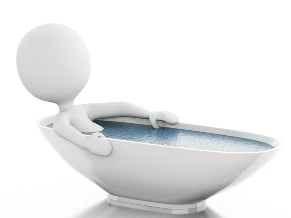 3D weiße Person entspannt sich in einer Badewanne — Stockfoto