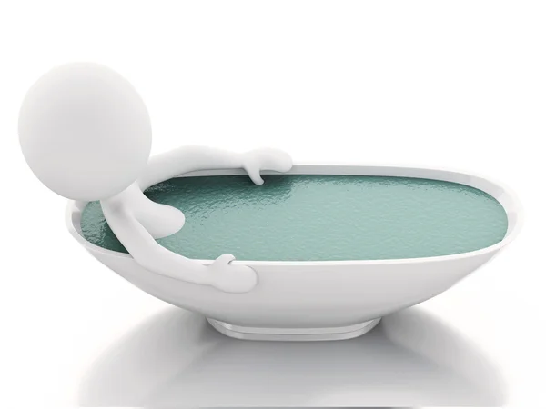 3D weiße Person entspannt sich in einer Badewanne — Stockfoto