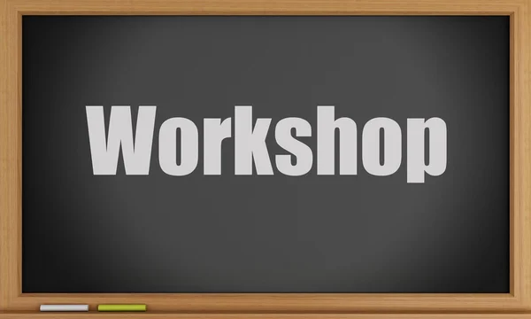 3d Workshop texto no quadro negro . — Fotografia de Stock