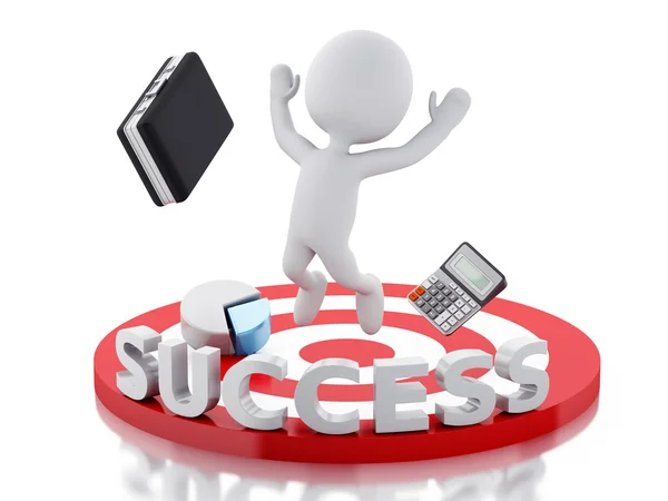 3d white people business success in red target. — Stock Photo, Image