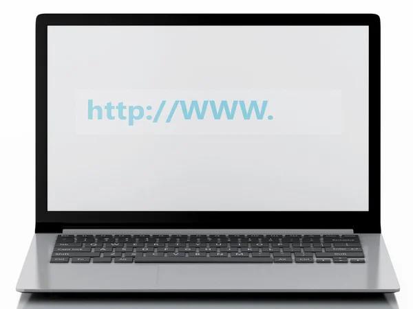 3D-zoeken op het web op laptop. Internet concept — Stockfoto