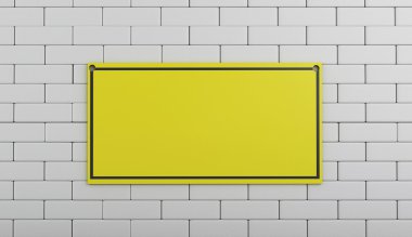 3D inşaat işareti tuğla duvar altında.