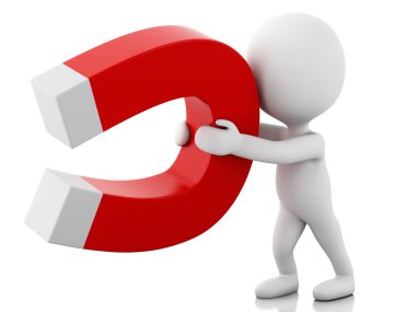 3D beyazlar nal mıknatıs ile.