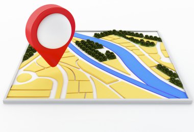3D şehir navigator marker harita ve işaretçi.