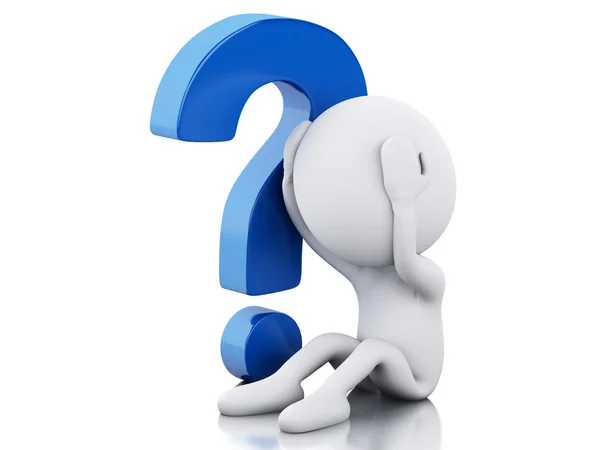 3d White people need help with question mark — Stock Photo, Image