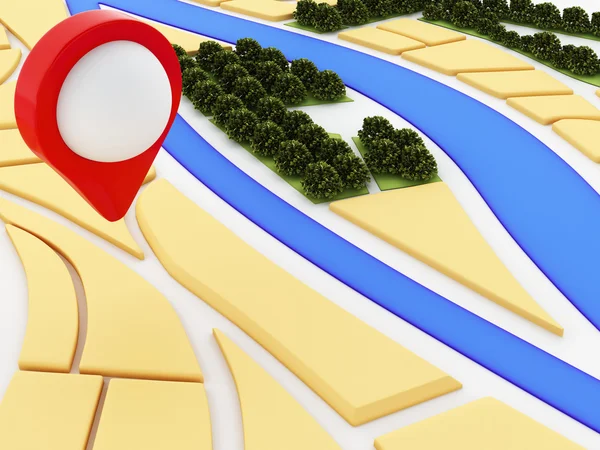3D-s navigator Térkép és mutató jelzőt a város. — Stock Fotó