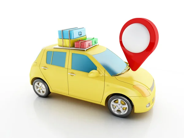 3d car with travel suitcases. — Stock Photo, Image