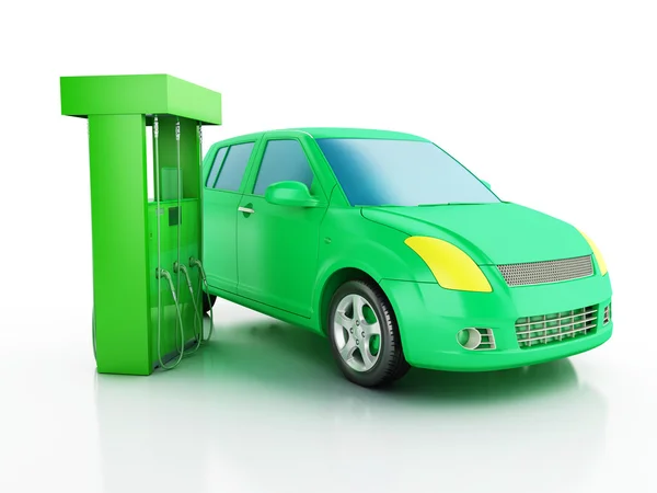 3d electric car at charging station. — Stock Photo, Image