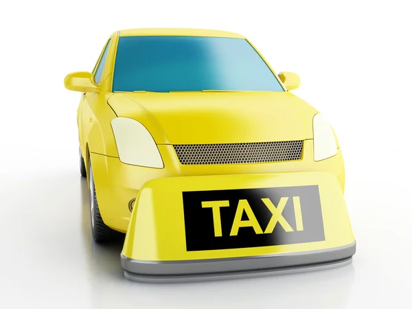 3D gelbes Taxiauto. — Stockfoto