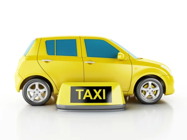 3D auto žluté taxi. — Stock fotografie