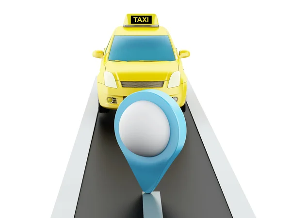 3D taxi autó az úton. — Stock Fotó