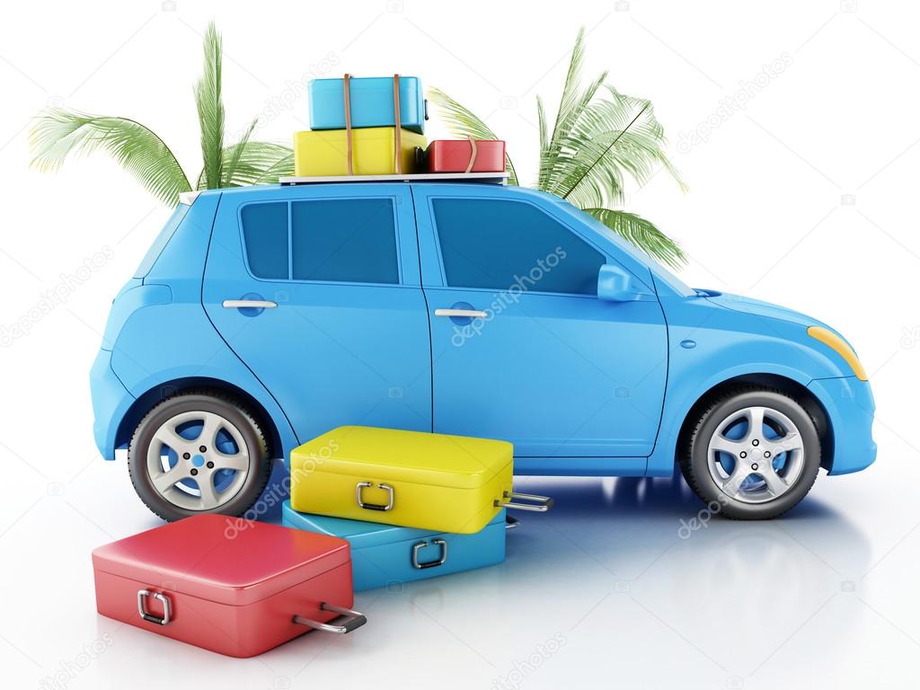 3d coche con maletas de viaje Ilustracion de stock 84630088 de nicomenijes