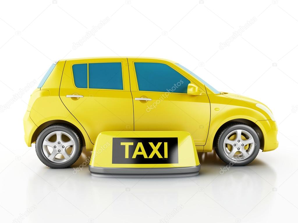 3d yellow taxi car.