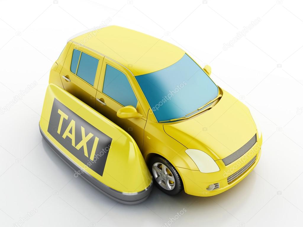 3d yellow taxi car.