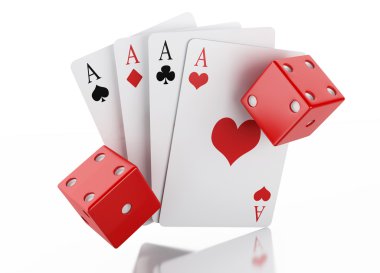 iskambil dices ile 3D kümesi. Casino kavramı.