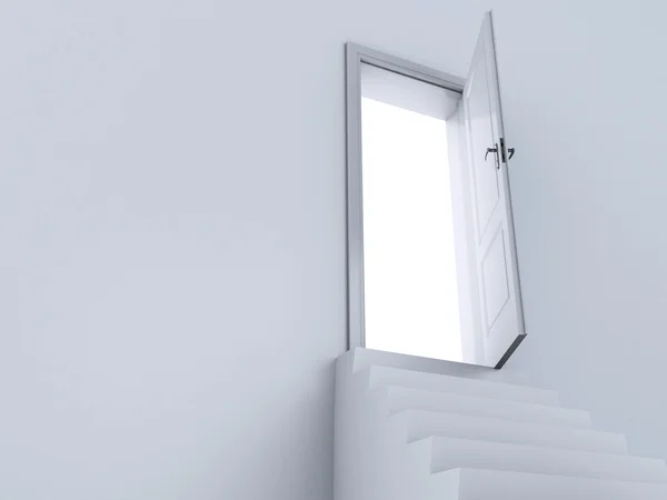 3D белый лестницы на двери небес. — стоковое фото