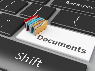 3D bilgisayar klavye klasörlerde.