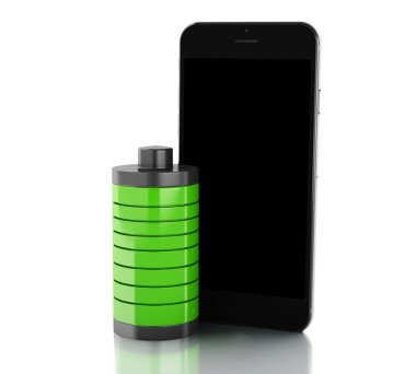 3D Smartphone ve pil şarj göstergesi