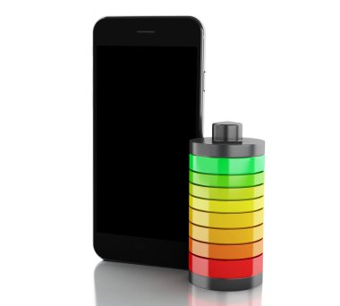 3D Smartphone ve pil şarj göstergesi