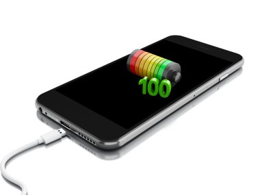 3D Smartphone ve pil şarj göstergesi