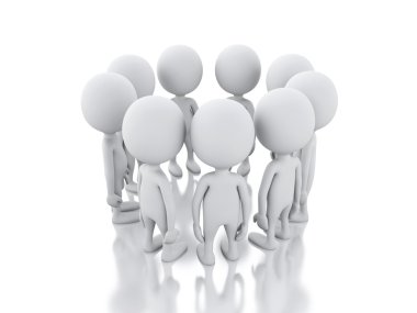 bir grup insan bir daire içinde katılmadan 3d beyaz kişi.