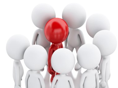 insanlar ve kırmızı lider 3D grup.