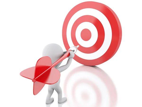 3d White people with dart and target. Success in business. — Stock Photo, Image