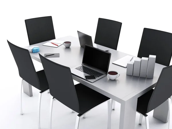 3D-office meeting room met toebehoren voor kantoor. — Stockfoto