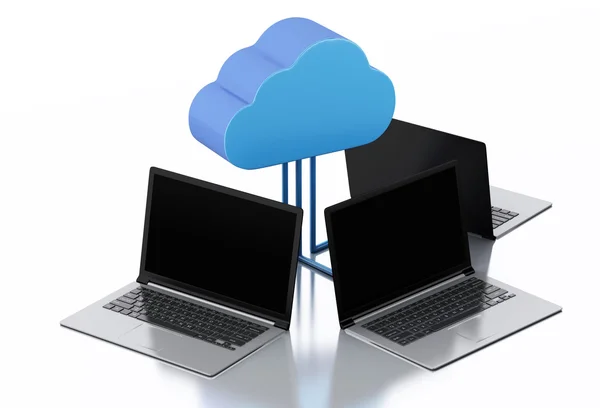 3D cloud computing koncept — Stockfoto