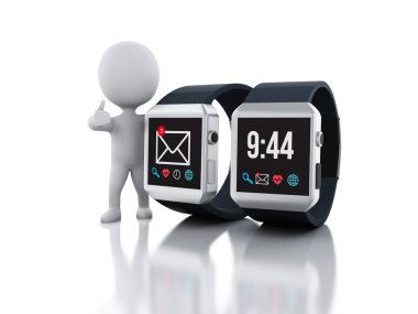 3d White people with smart watch.