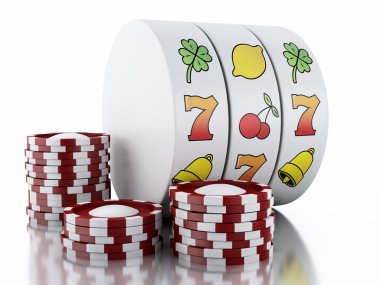 3D Slot makinesidir fiş ile. Casino kavramı.