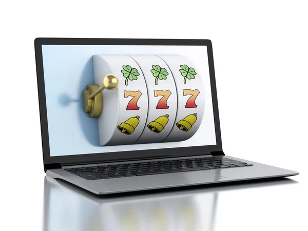 3d Laptop with slot machine. — Stock Photo, Image