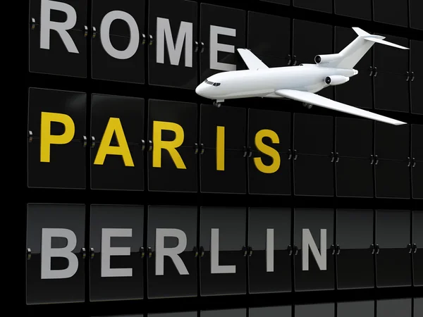 3D uçak ve Havaalanı kurulu, Avrupa hedef. — Stok fotoğraf